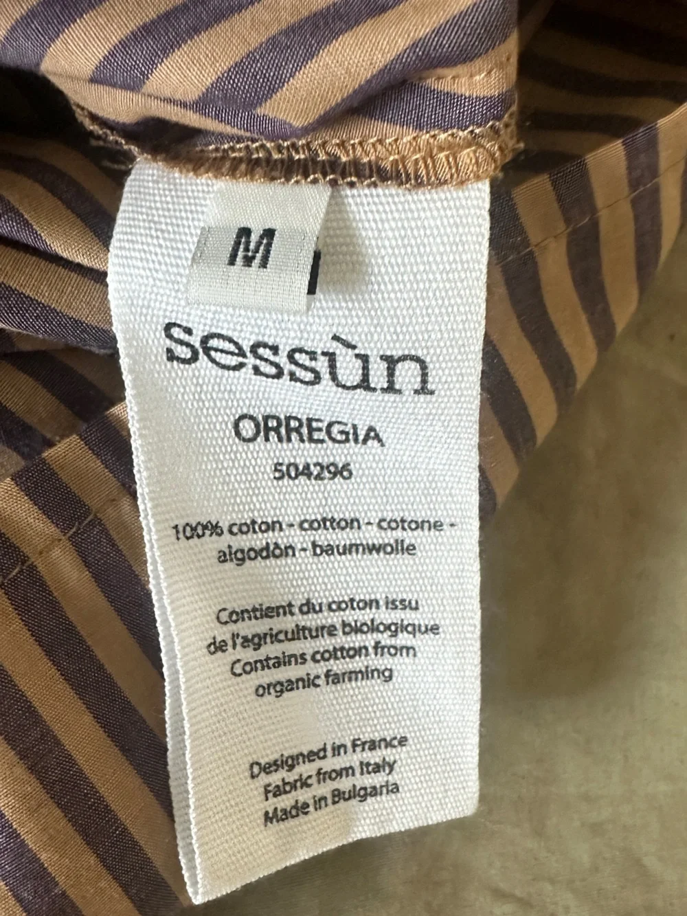 NWOT Sessùn Women’s Orregia Blouse in Purple and Beige